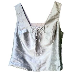 Vintage Silver Dupioni Silk Corset Tank M